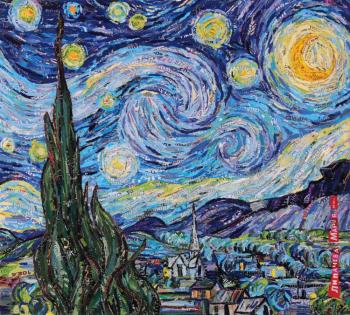 Collage based on the painting of Vincent van Gogh's "Starlight night"