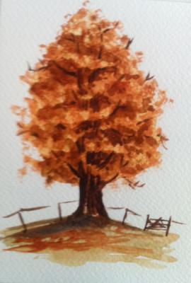 Autumn oak (educational work). Gvozdetskaya Irina