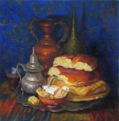 Oriental still life with bread. Shumakova Elena
