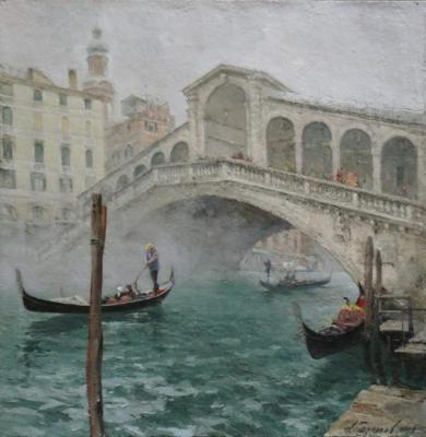 Venice in winter. View of the Rialto to the Fondamenta de la Prison