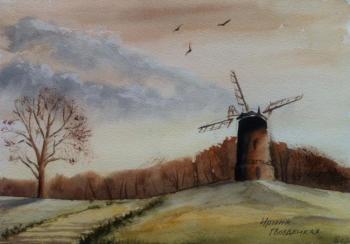 Landscape with a mill (educational work)