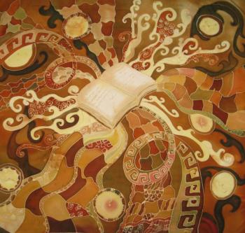 Batik. Shawl "Book of Life"