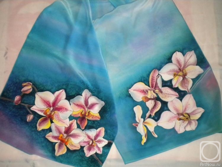 Moskvina Tatiana. Batik-scarf "Orchid"