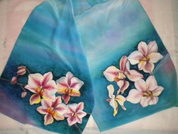Batik-scarf "Orchid"