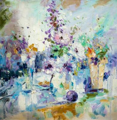 Flower abstraction in blue-violet tones. Vevers Christina