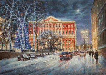 Christmas lights at city Hall (Moscow City Hall). Razzhivin Igor