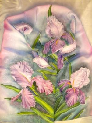 Batik-scarf "Tender Irises"