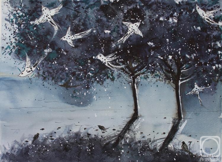 Petrovskaya Irina. Trees and white birds