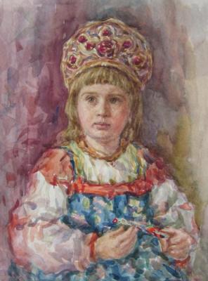 Portrait of a girl in Russian costume. Shplatova Tatyana