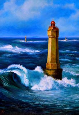 Waves, lighthouse