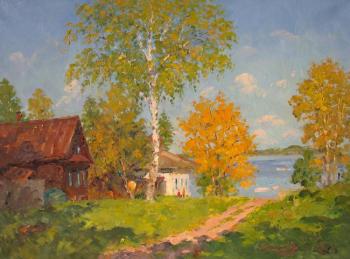Path to the lake. Summer day in village. Alexandrovsky Alexander
