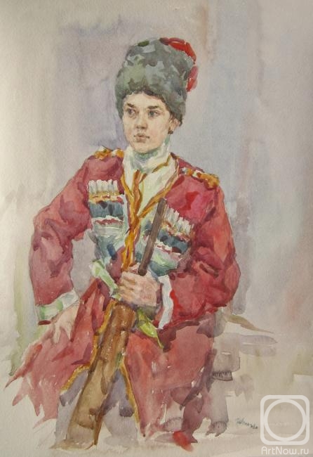 Shplatova Tatyana. Portrait of a boy in a Cossack uniform