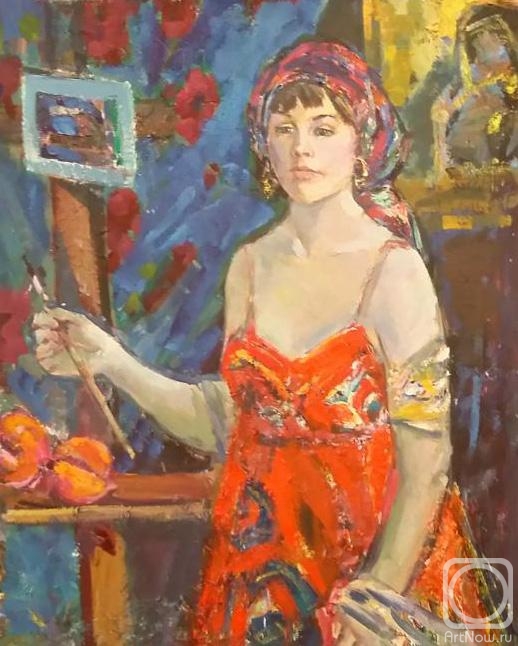 Zhinkina Larisa. Girl in a red sundress
