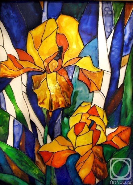 Kaminskaya Maria. Irises (vitrage)