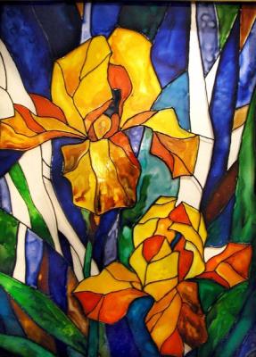 Irises (vitrage). Kaminskaya Maria