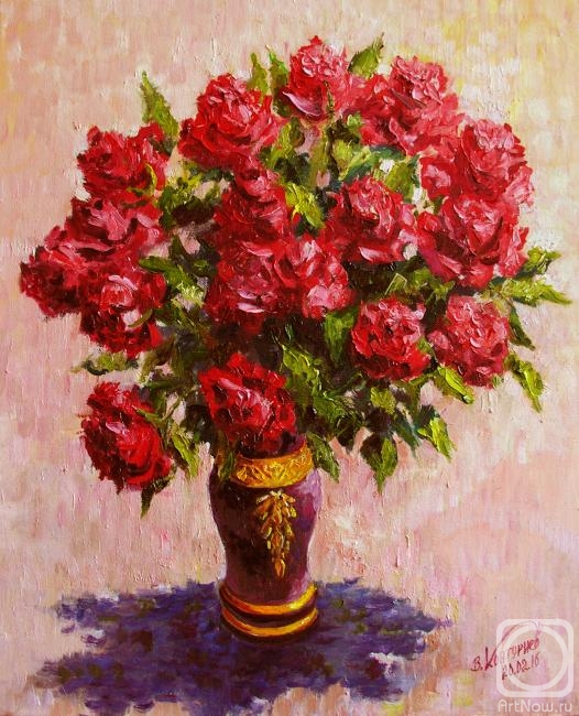 Konturiev Vaycheslav. Red roses in a vase elegant