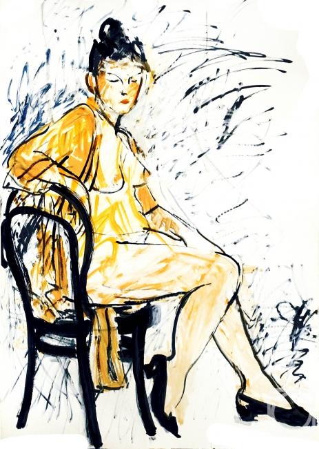 Karaceva Galina. Ksenia on a black chair