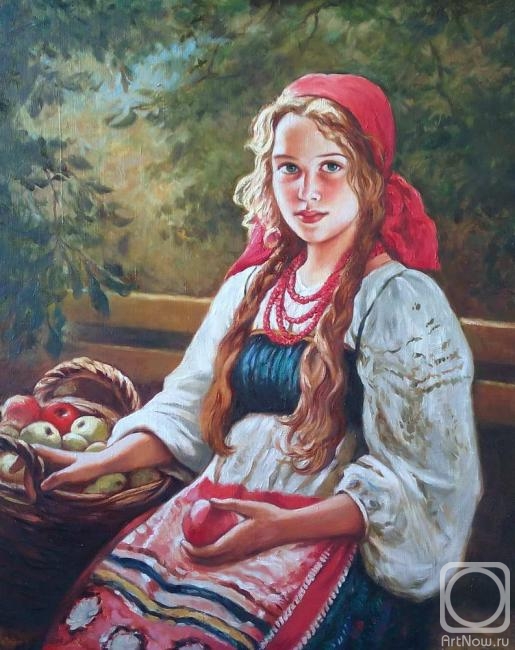 Simonova Olga. The copy of a picture of Shtemberg "the Girl with apples"