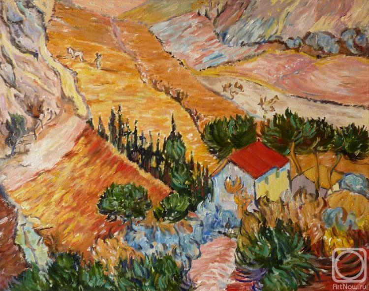    .  . Vincent Van Gog Landscape with House and Ploughman  