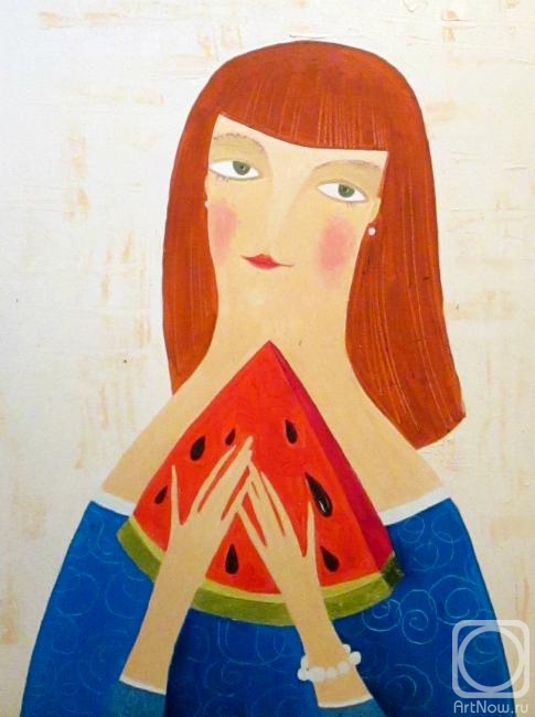 Savelieva Darya. Redhead with watermelon
