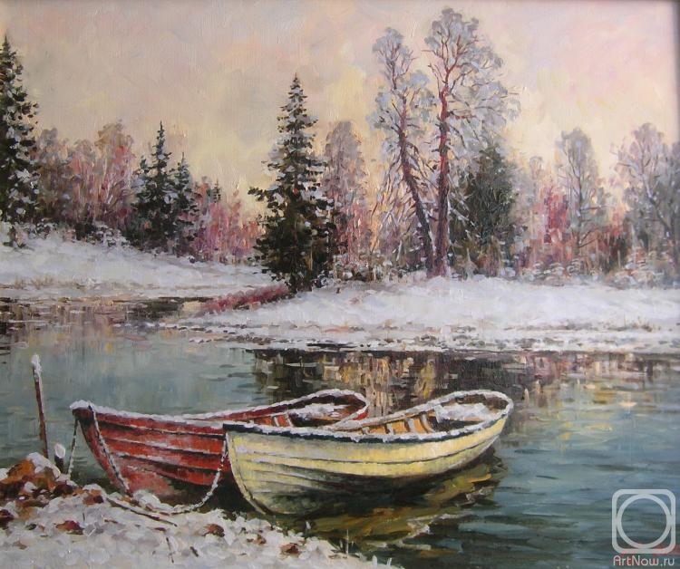 Malykh Evgeny. A winter landscape with the boats