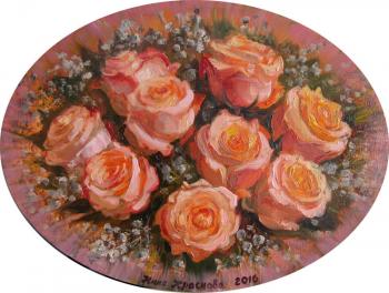 Roses in an ellipse (Picture Gift Rose). Krasnova Nina