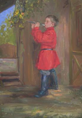 Vanyusha plays the pipe. Shplatova Tatyana