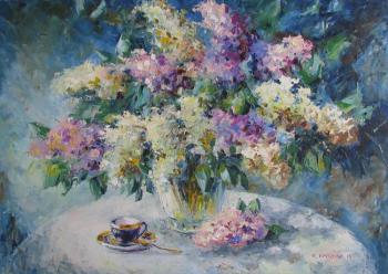 Tea in a lavender garden (Lavender Bouquet Painting). Kruglova Svetlana