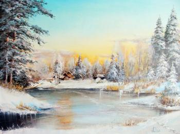 Landscape with frozen river. Lednev Alexsander