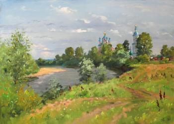 Riverbank Moksha. Summer day. Alexandrovsky Alexander