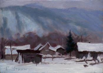 Snowy village (Painting Snowy Mountains). Utkin Eugeny