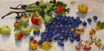 still life with plums and apples. Malutov Sergey