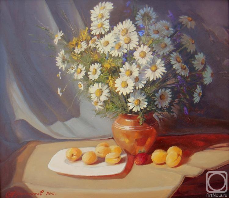 Plotnikov Alexander. Daisies with apricots