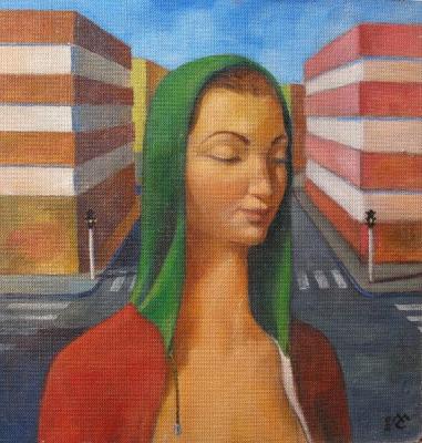 Girl in a green hood. Malutov Sergey