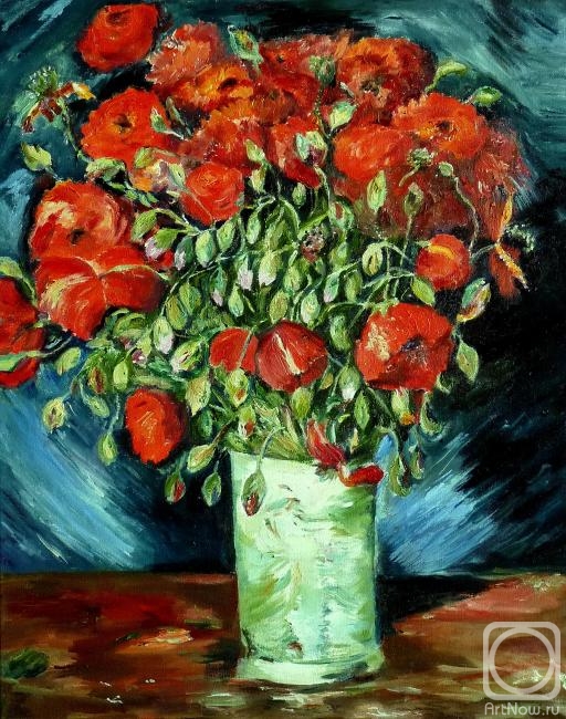 ������� ������ �� ������. ������� �������. Vincent van Gogh Vase with Red Poppies ��������� �����