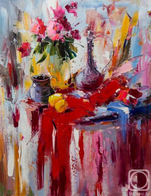 Vevers Christina. Still life in red and blue tones