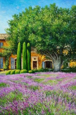 Landscape with lavender (Painting With Lavender Field). Zhaldak Edward