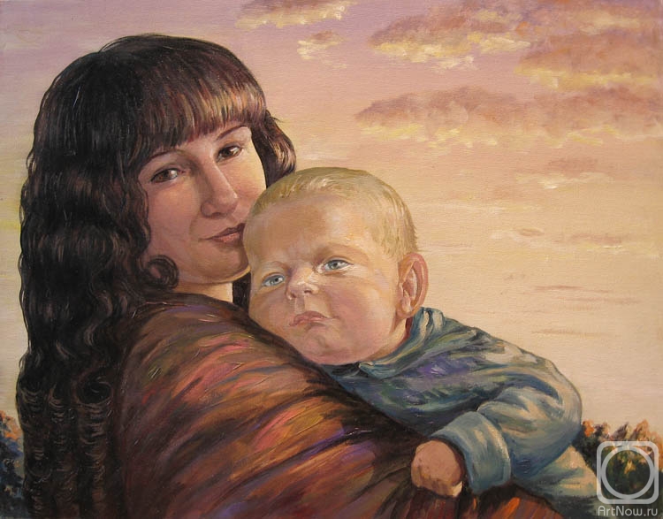 Krasnova Nina. Self-portrait with his son