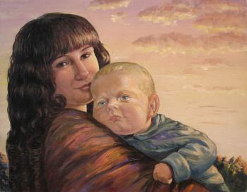 Self-portrait with his son. Krasnova Nina