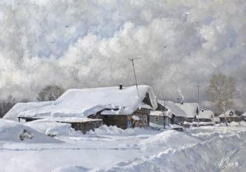 Snowy winter in village. Snowdrifts. Volya Alexander