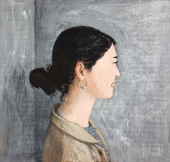 Girl by the grey wall. Sotnikova Antonina