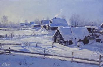 Sunny morning in village. Winter. Volya Alexander