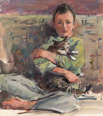Portrait of Maxim with a cat. Shegol George