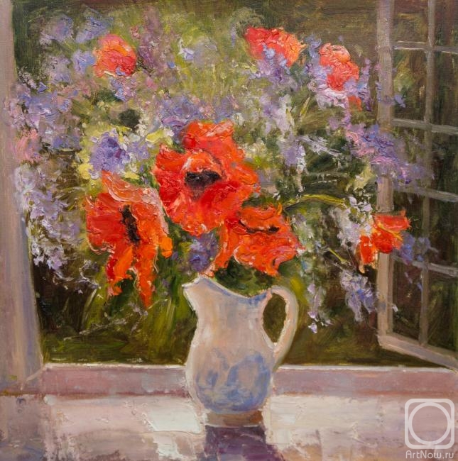 Vevers Christina. Bouquet of poppies and limonium