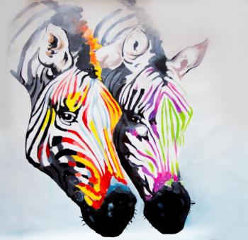 Zebras. Colorful love