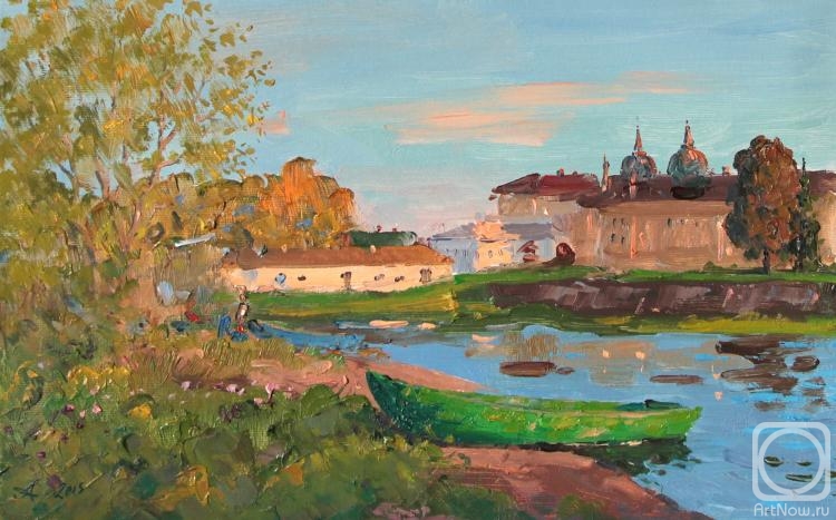 Alexandrovsky Alexander. Summer pond. Nilov Monastery. Morning