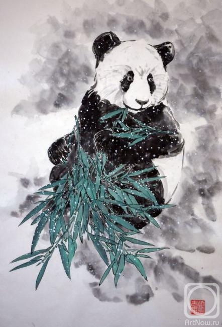 Mishukov Nikolay. Panda in the snow