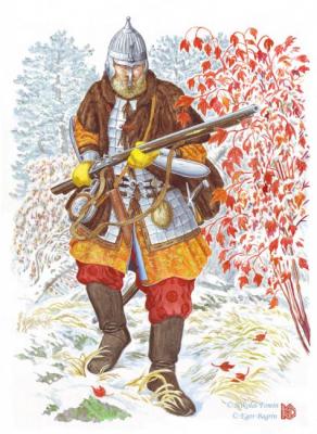 Heavily armed Cossack of Khabarov's expedition