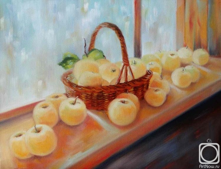 Razumova Svetlana. apples on the windowsill