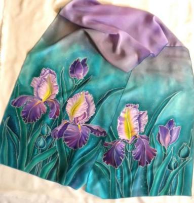 Scarf batik "Silk irises" (option). Moskvina Tatiana